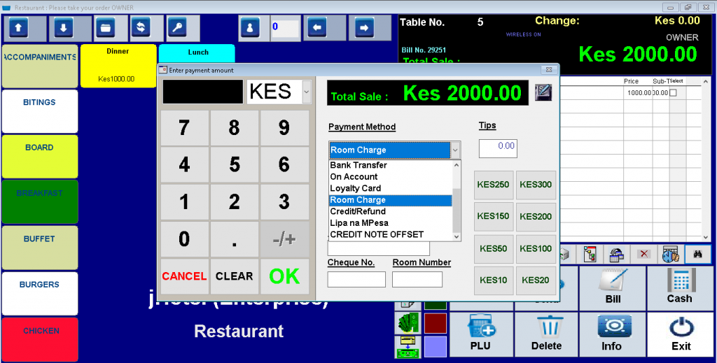 jRestaurant POS Point Of Sale for bars, takeaways, fastfood and restaurants